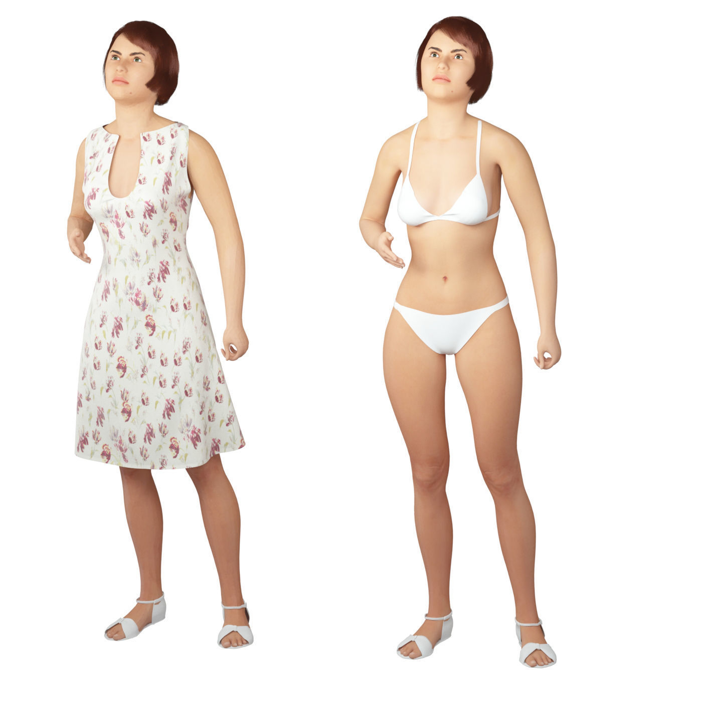 Women real cloth simulation conversation loop animated number 1 3D model_13