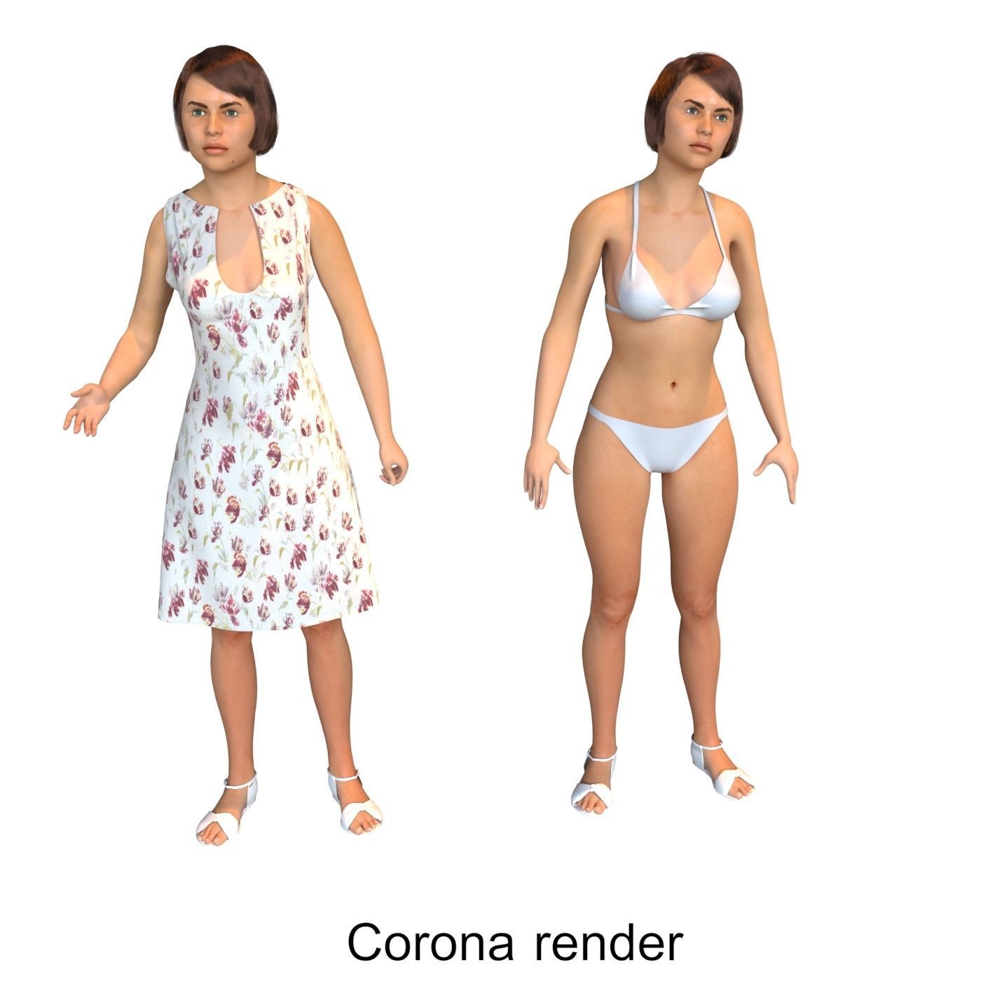 Women real cloth simulation conversation loop animated number 1 3D model_5