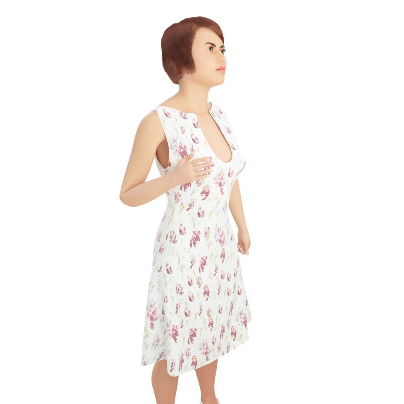 Women real cloth simulation conversation loop animated number 1 3D model_9