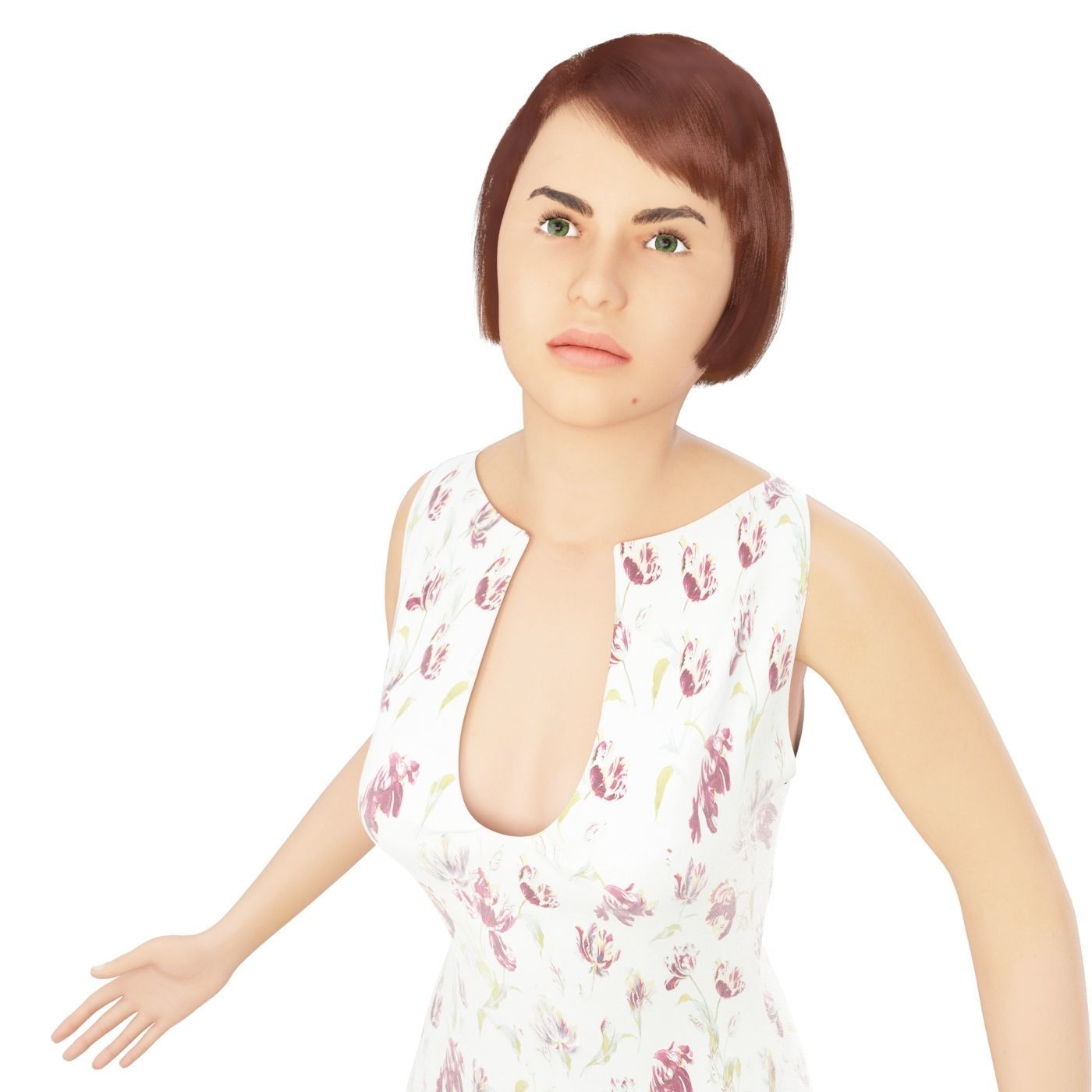 Women real cloth simulation conversation loop animated number 1 3D model_12