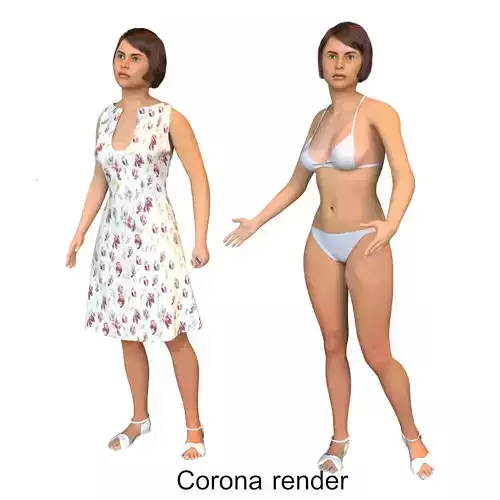 Women real cloth simulation conversation loop animated number 1 3D model