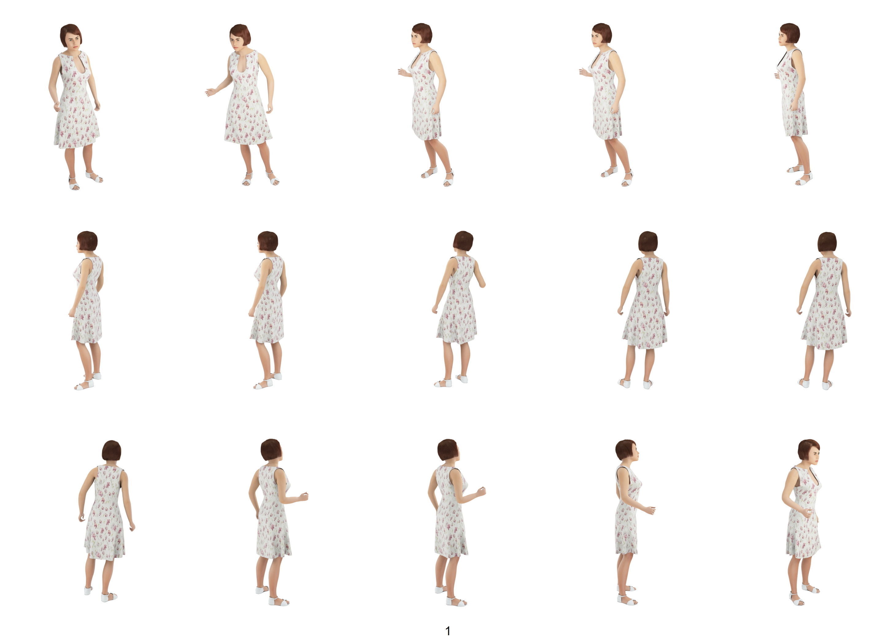 Women real cloth simulation conversation loop animated number 1 3D model_16