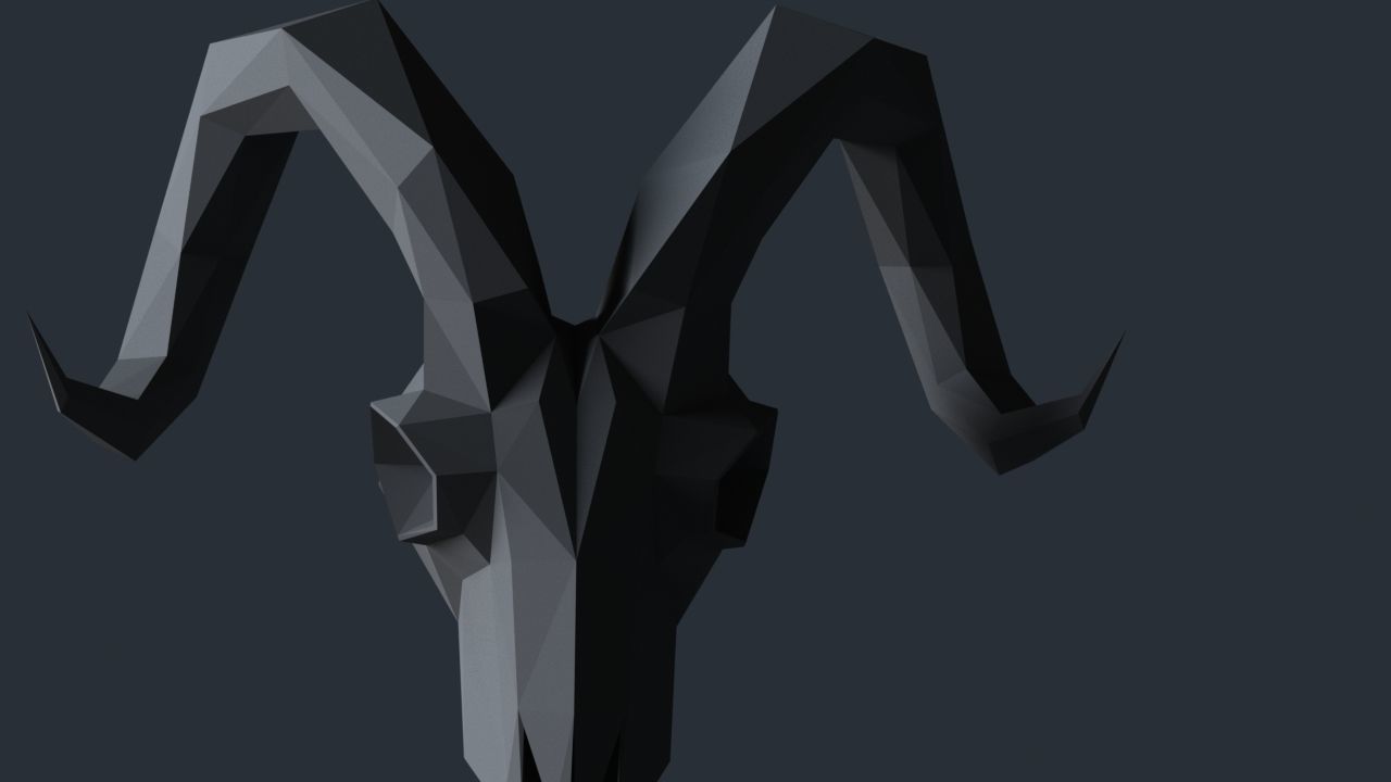 goat skul lowpoly 3D print model Low-poly 3D model_4