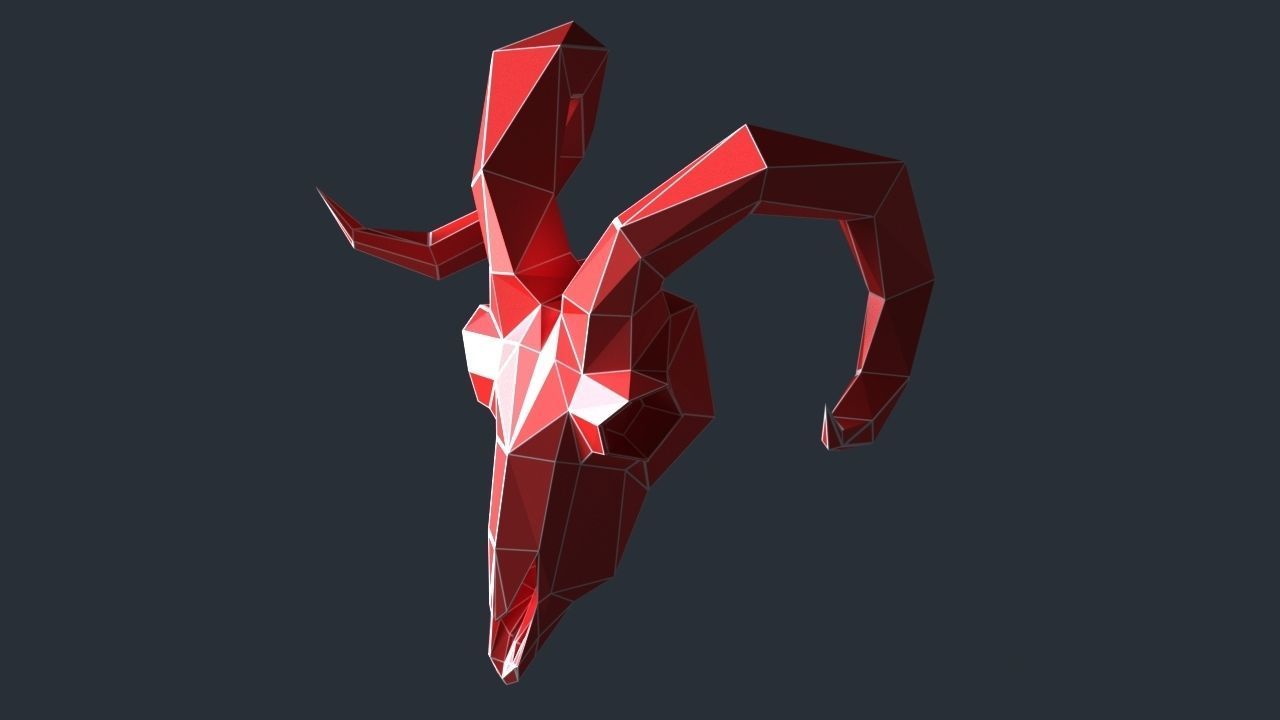 goat skul lowpoly 3D print model Low-poly 3D model_1