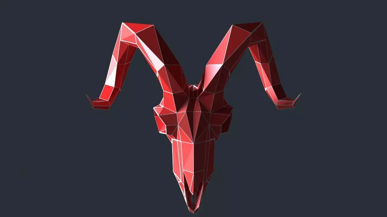goat skul lowpoly 3D print model Low-poly 3D model_0