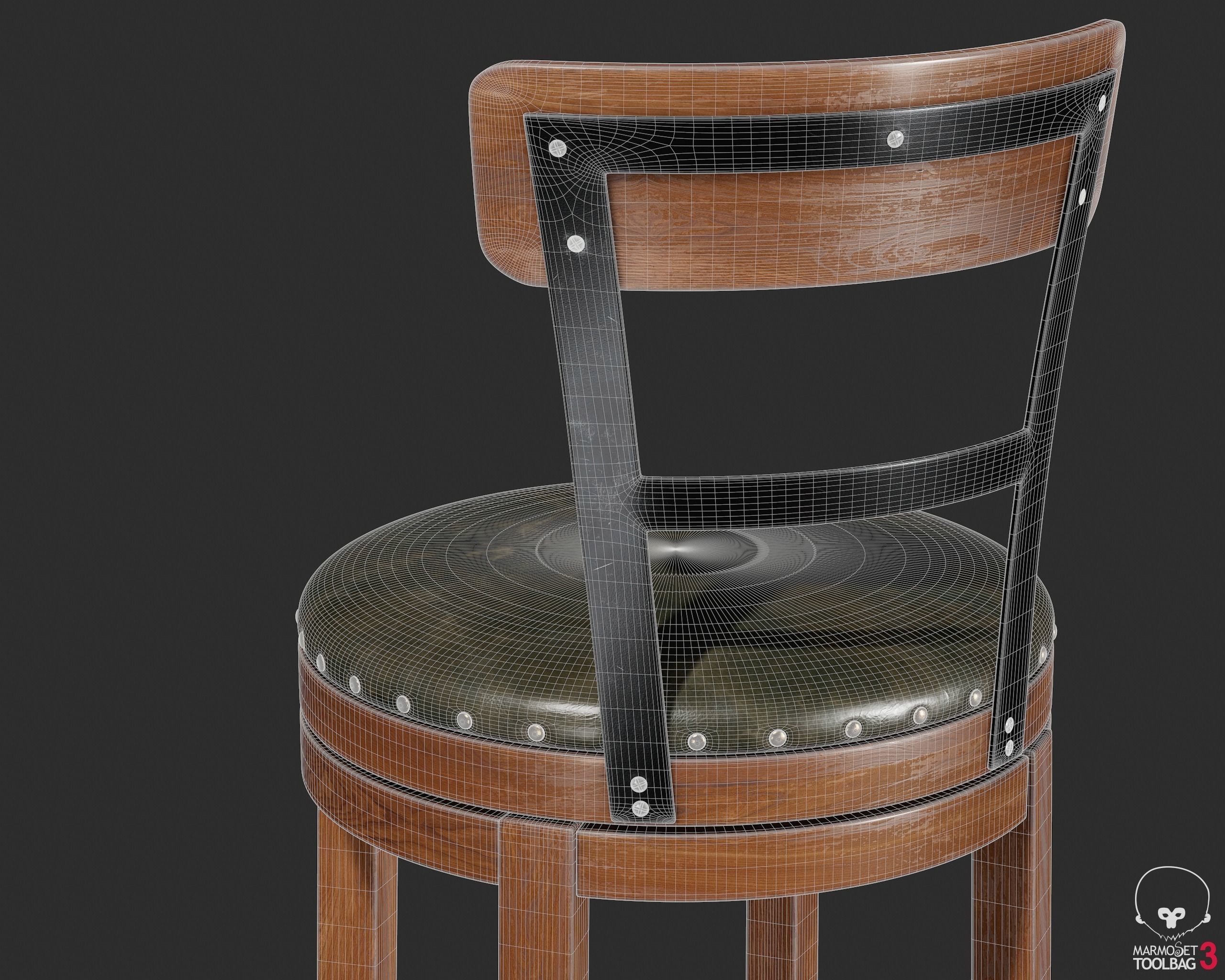 Pinnadel Bar Height Bar Stool D542-130 3D model_9