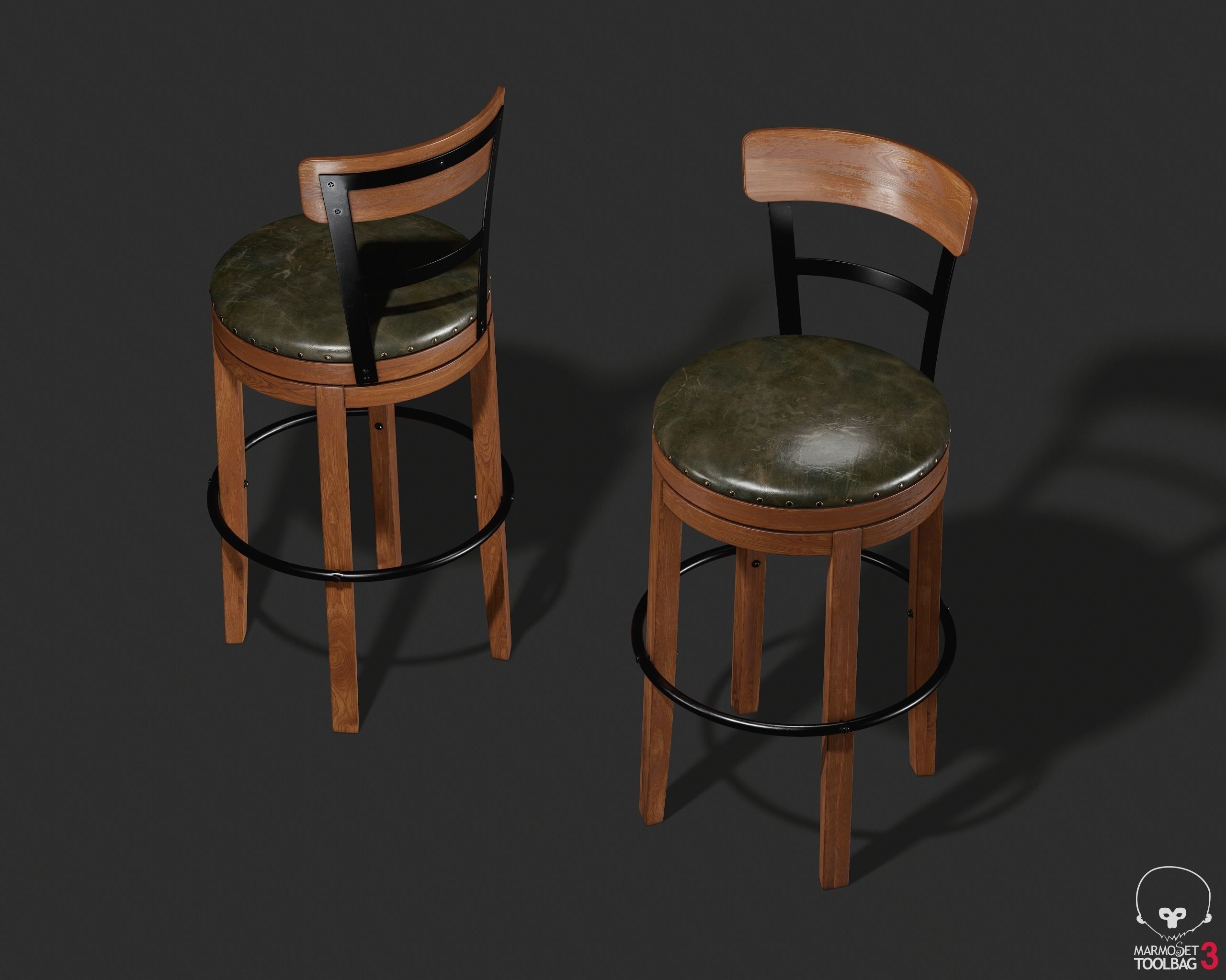 Pinnadel Bar Height Bar Stool D542-130 3D model_3