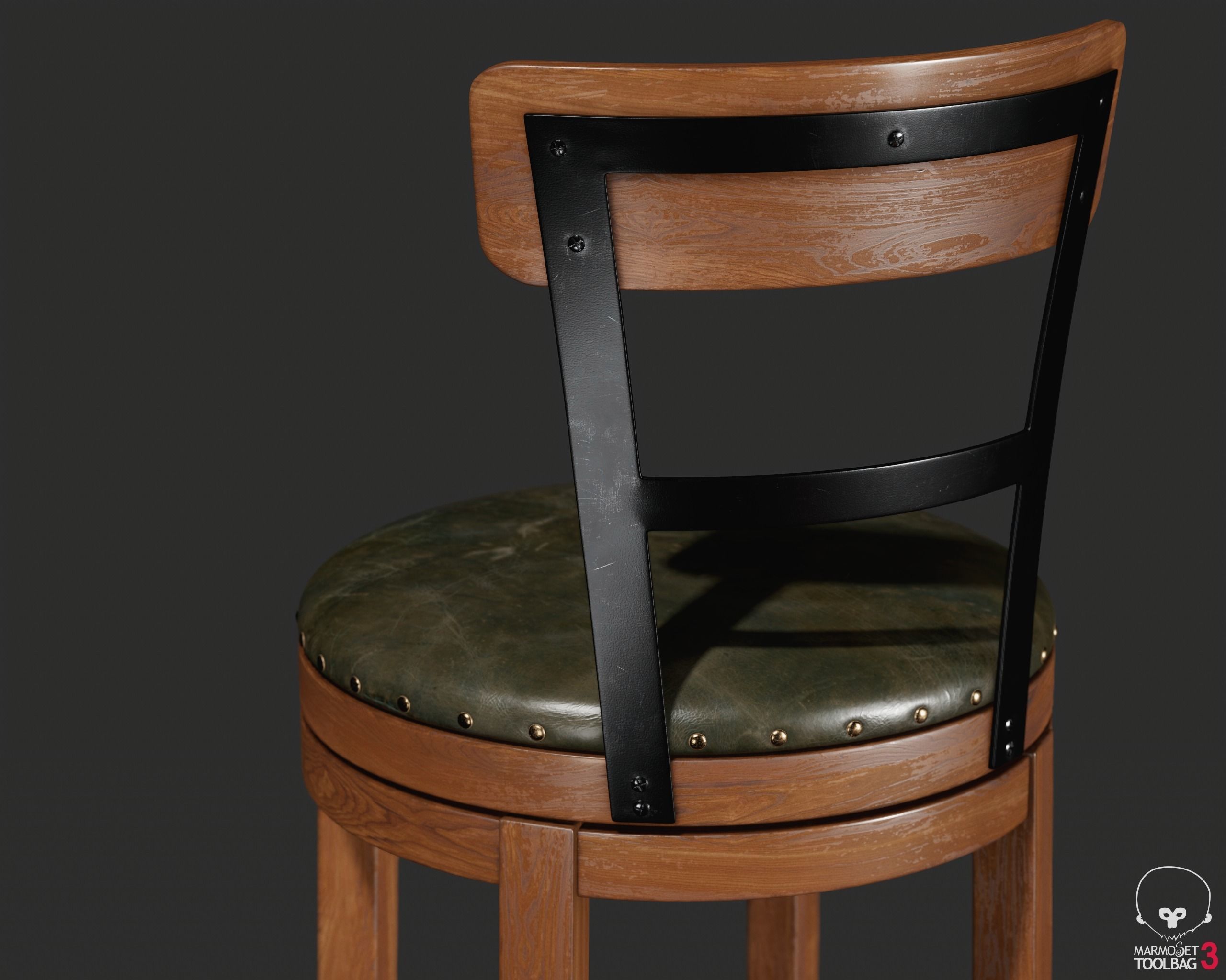 Pinnadel Bar Height Bar Stool D542-130 3D model_4