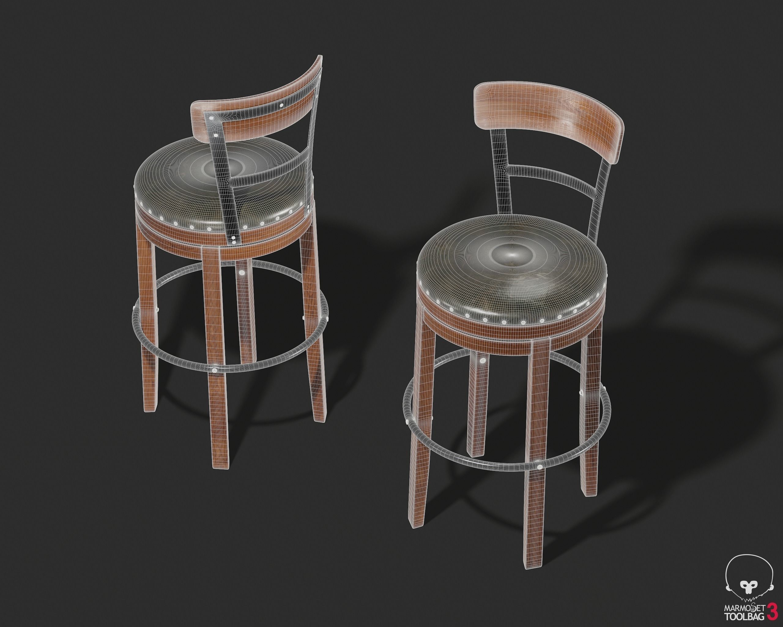 Pinnadel Bar Height Bar Stool D542-130 3D model_11