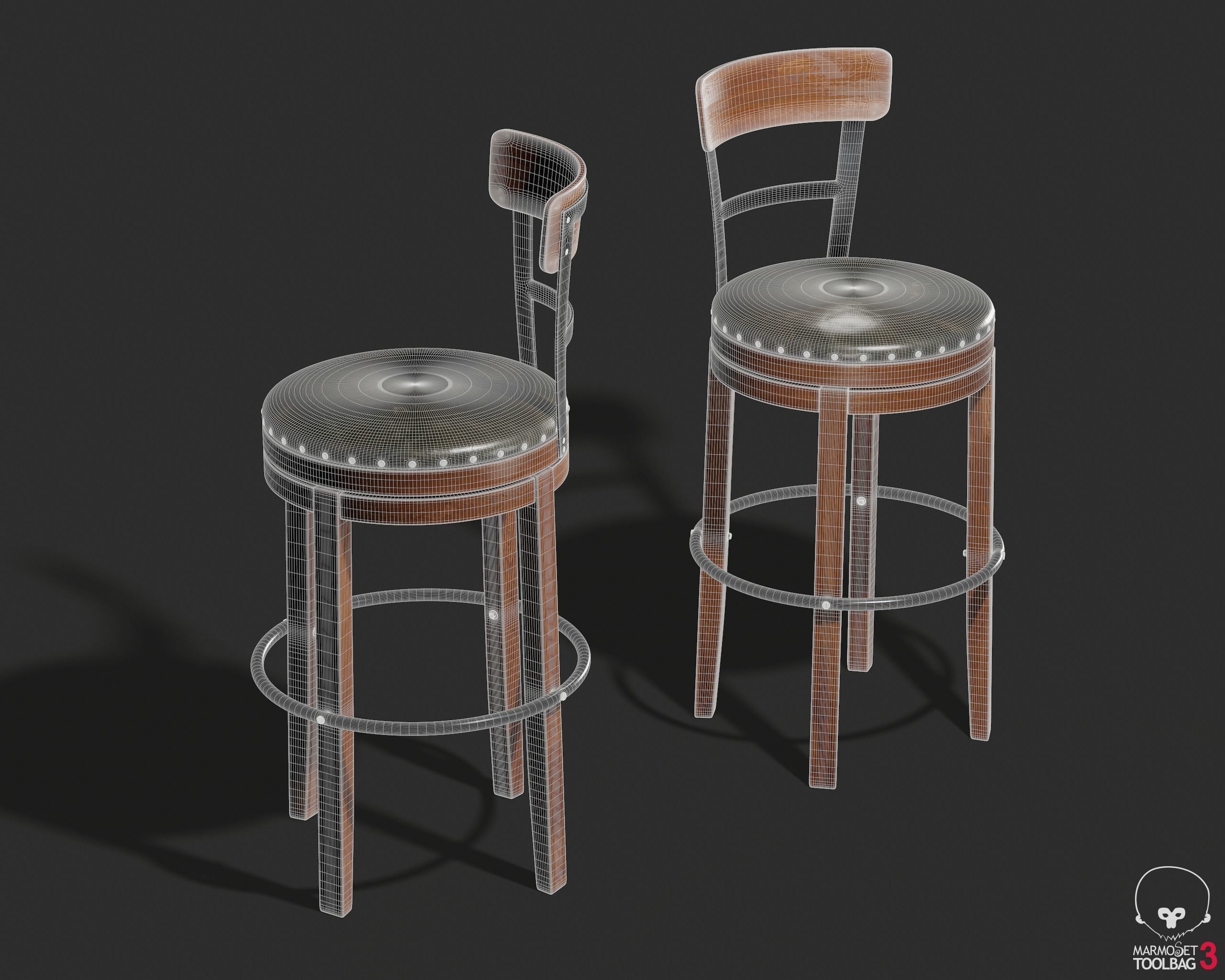 Pinnadel Bar Height Bar Stool D542-130 3D model_8