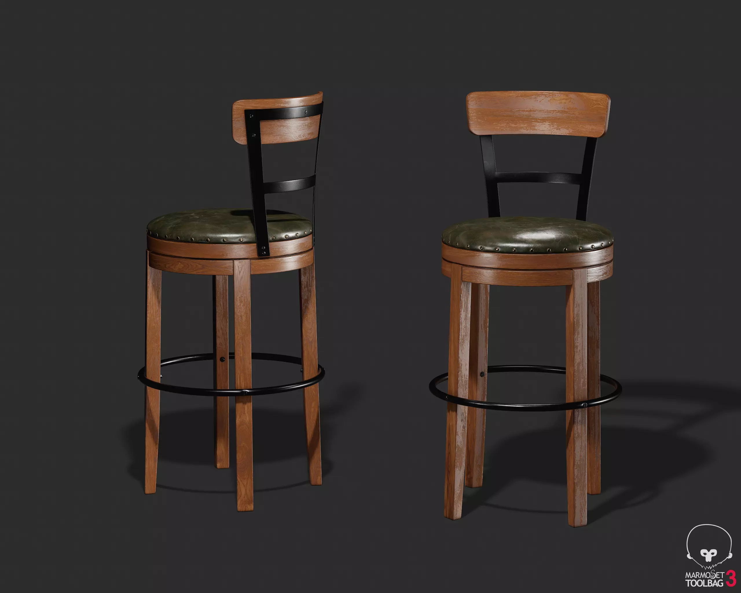 Pinnadel Bar Height Bar Stool D542-130 3D model_0