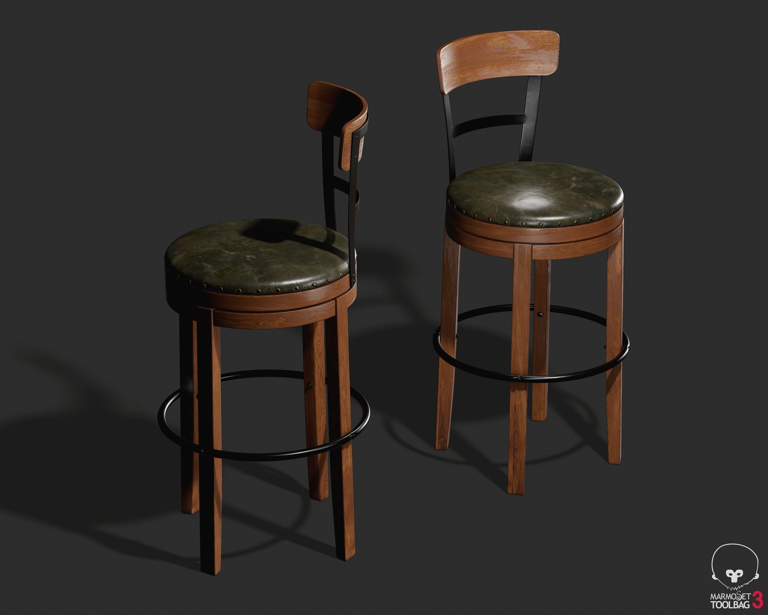 Pinnadel Bar Height Bar Stool D542-130 3D model_6