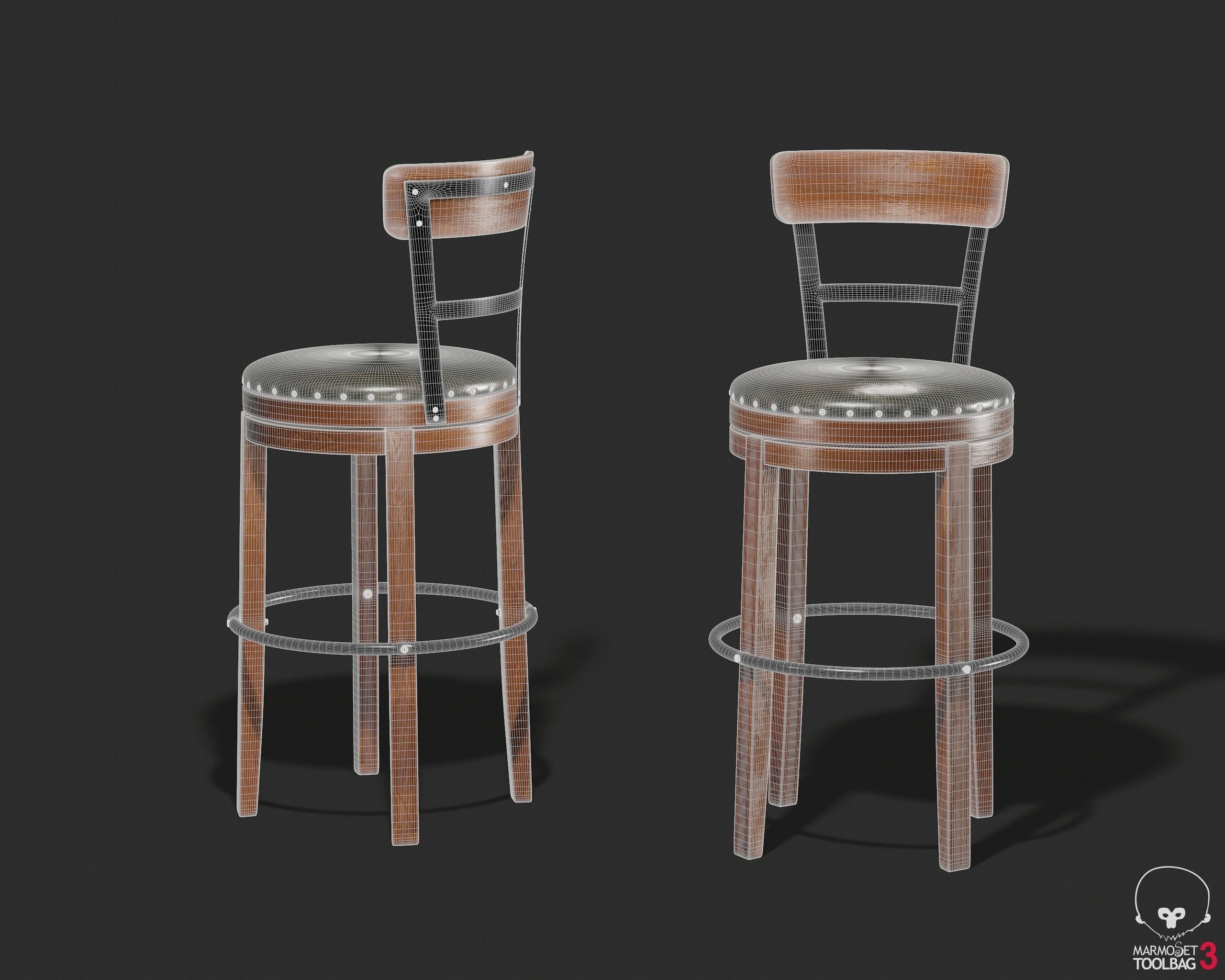 Pinnadel Bar Height Bar Stool D542-130 3D model_7