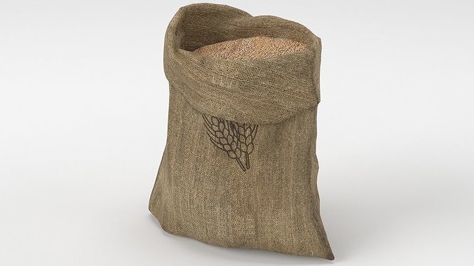 Food Sack Grain Open 3D Model 3D model