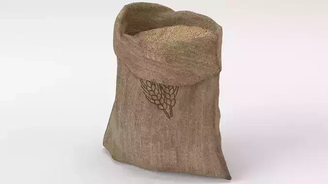 Food Sack Grain Open 3D Model 3D model