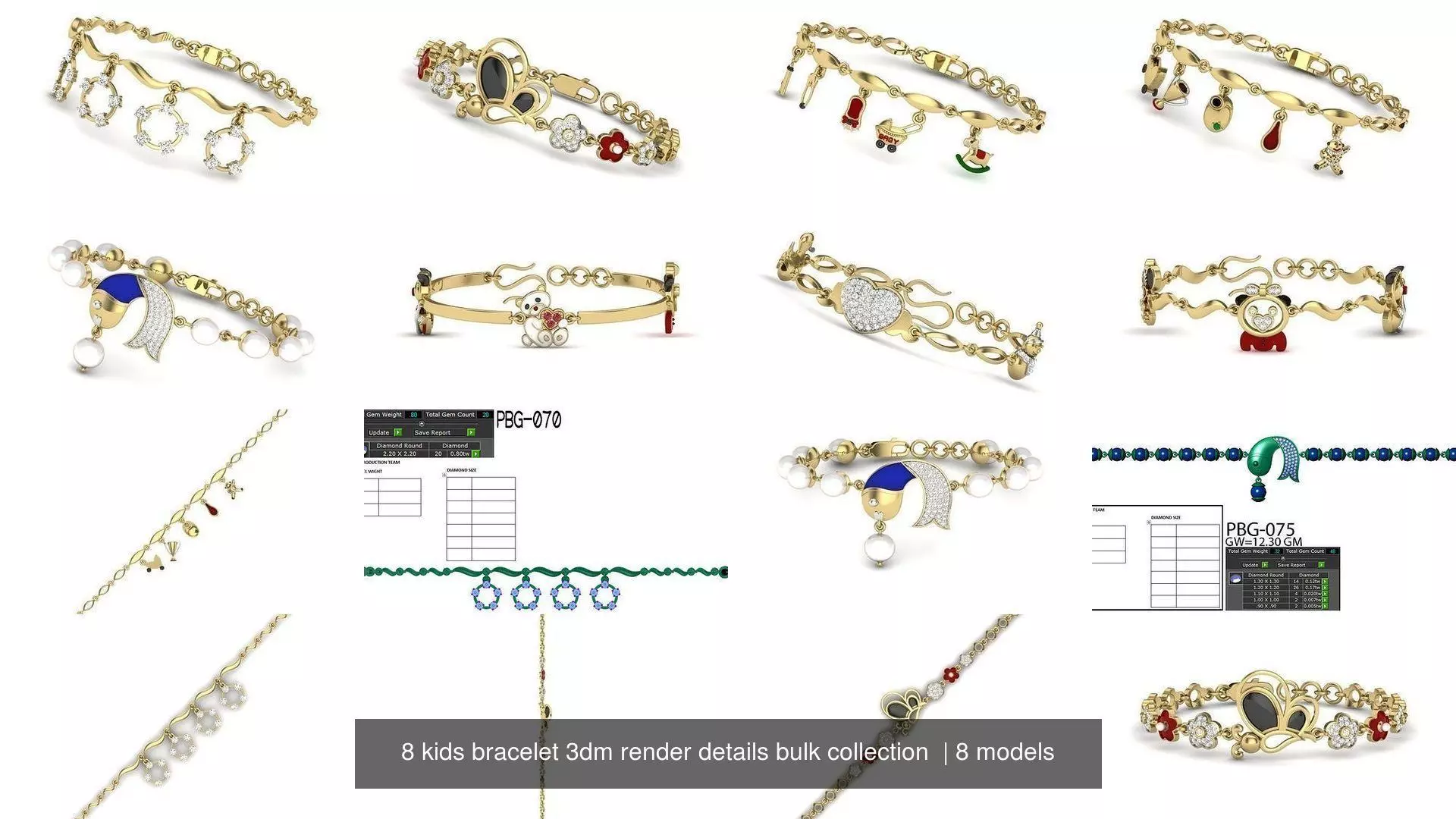8 kids bracelet 3dm render details bulk collection  _0