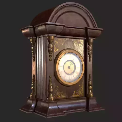 Old Antique Table Clock PBR Low-poly 3D model