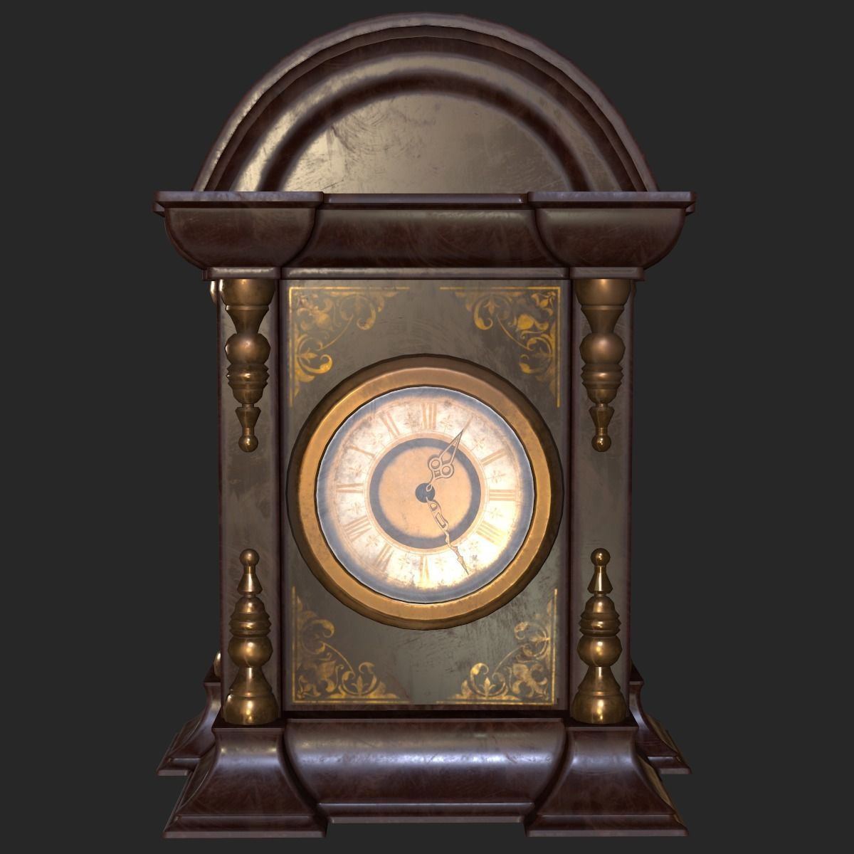Old Antique Table Clock PBR Low-poly 3D model_10