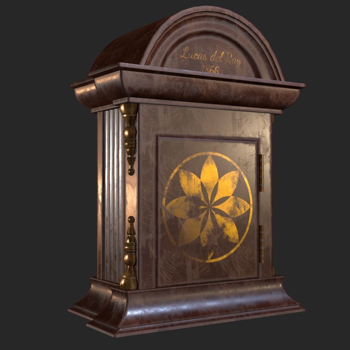 Old Antique Table Clock PBR Low-poly 3D model_7