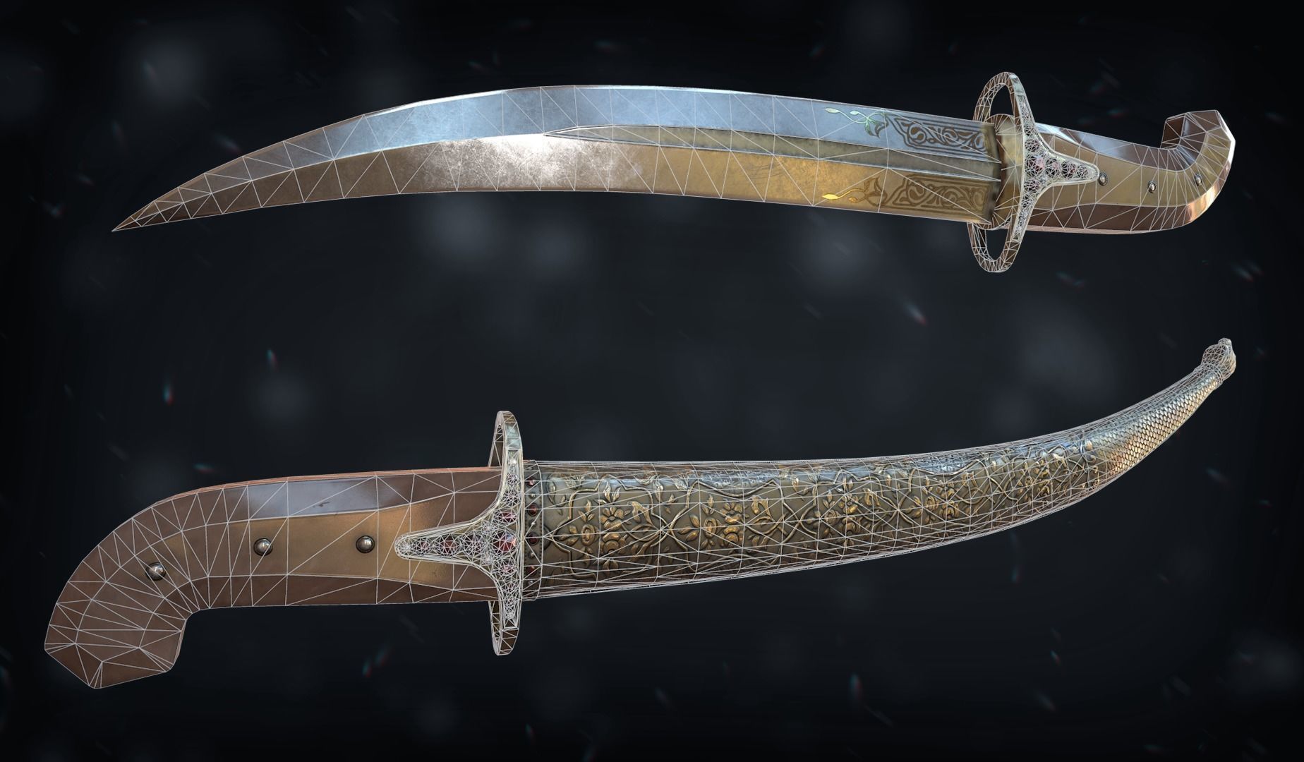 Dagger sword and Low-poly 3D model_5