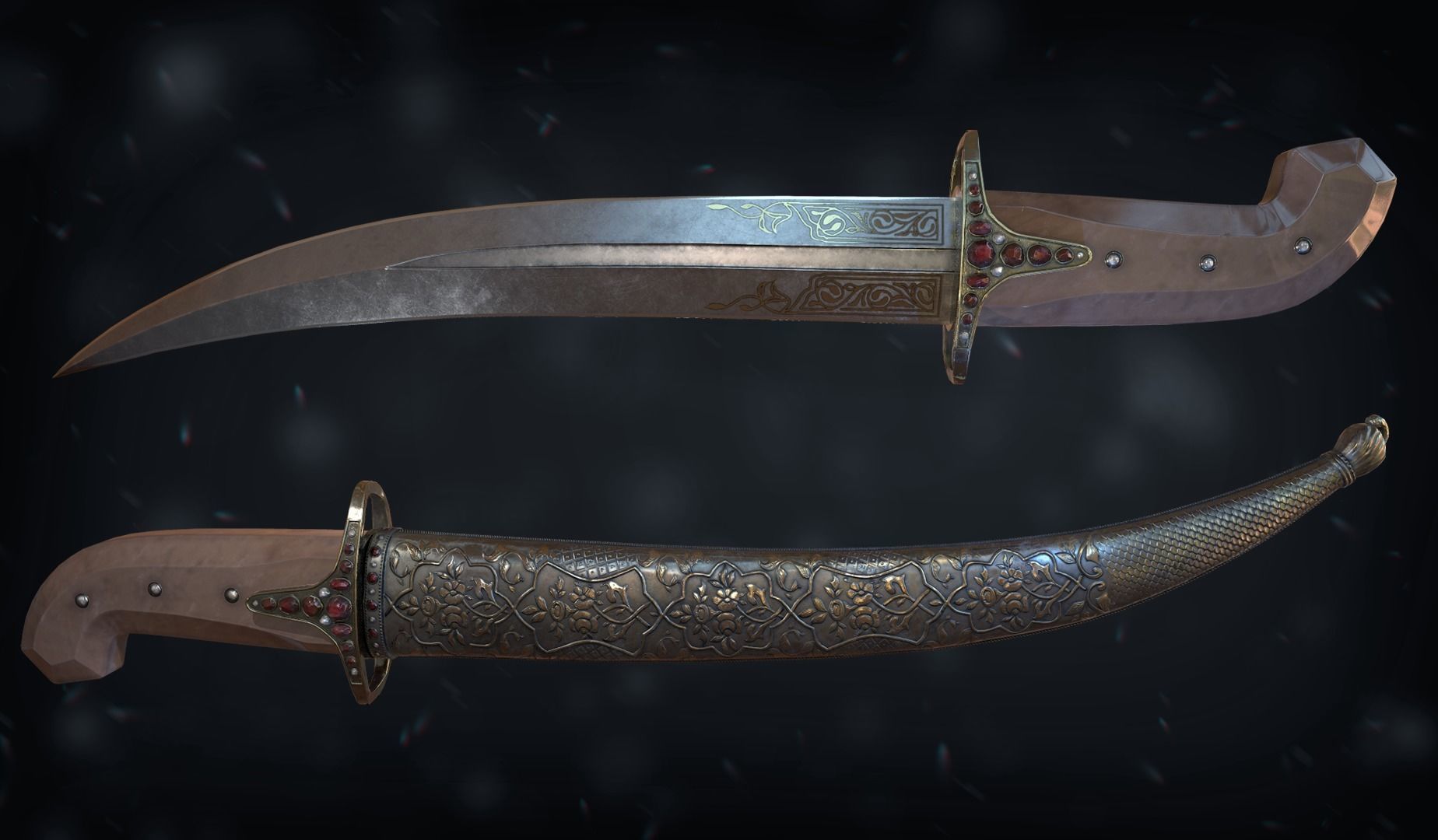 Dagger sword and Low-poly 3D model_1