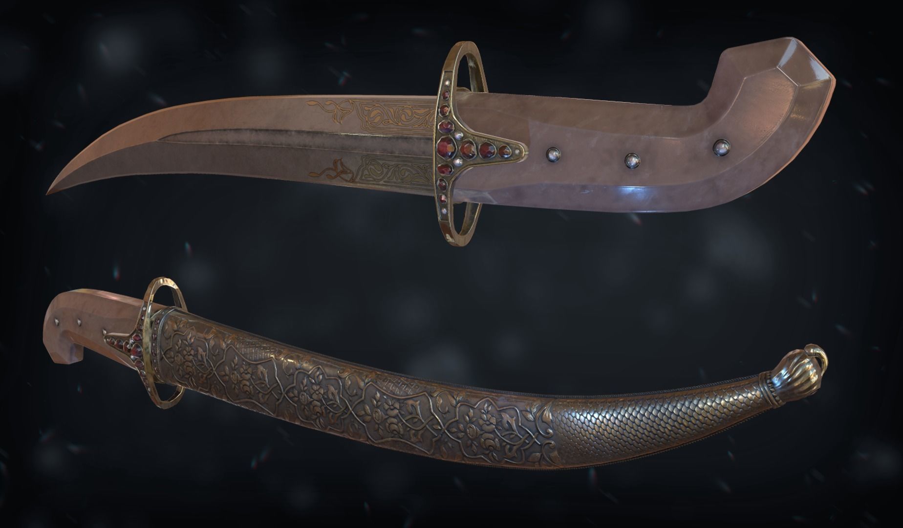 Dagger sword and Low-poly 3D model_2