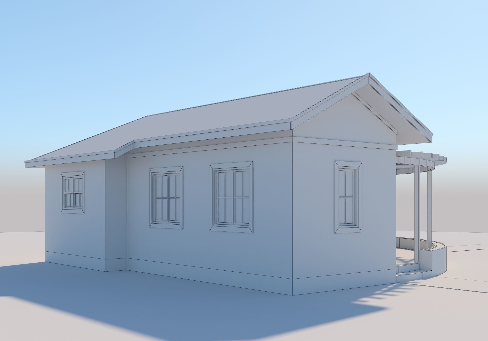 Prefabric House With Pergola 3D model_10