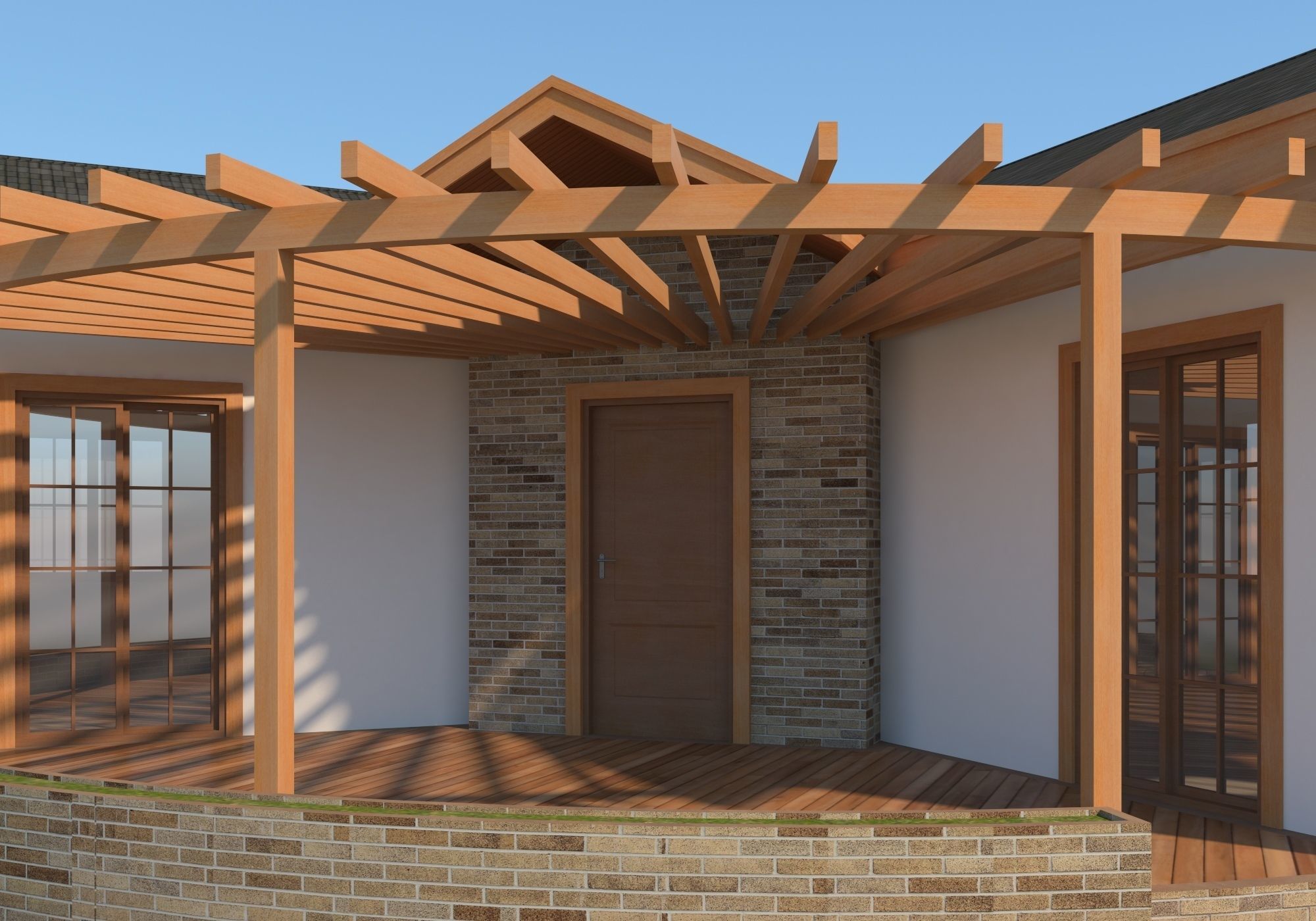 Prefabric House With Pergola 3D model_2