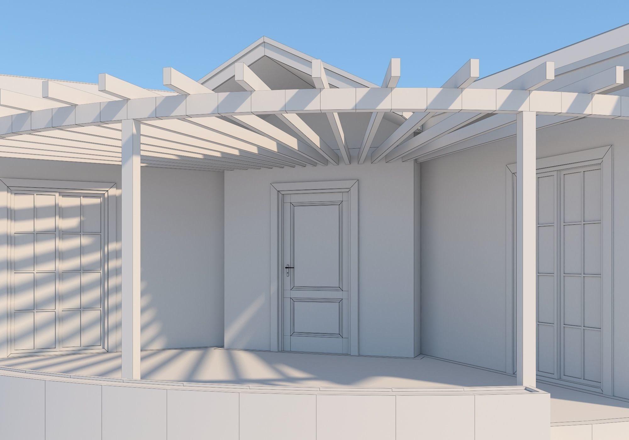 Prefabric House With Pergola 3D model_13