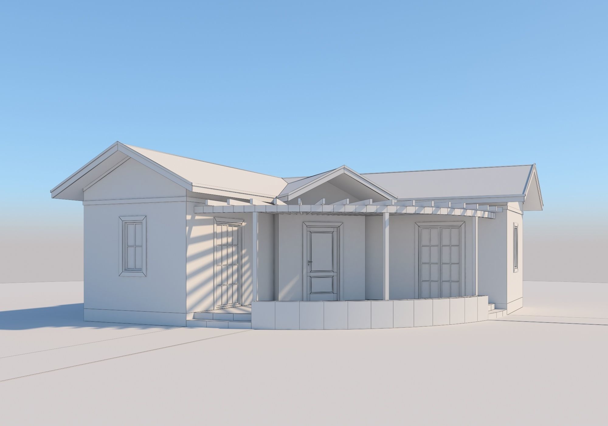 Prefabric House With Pergola 3D model_8