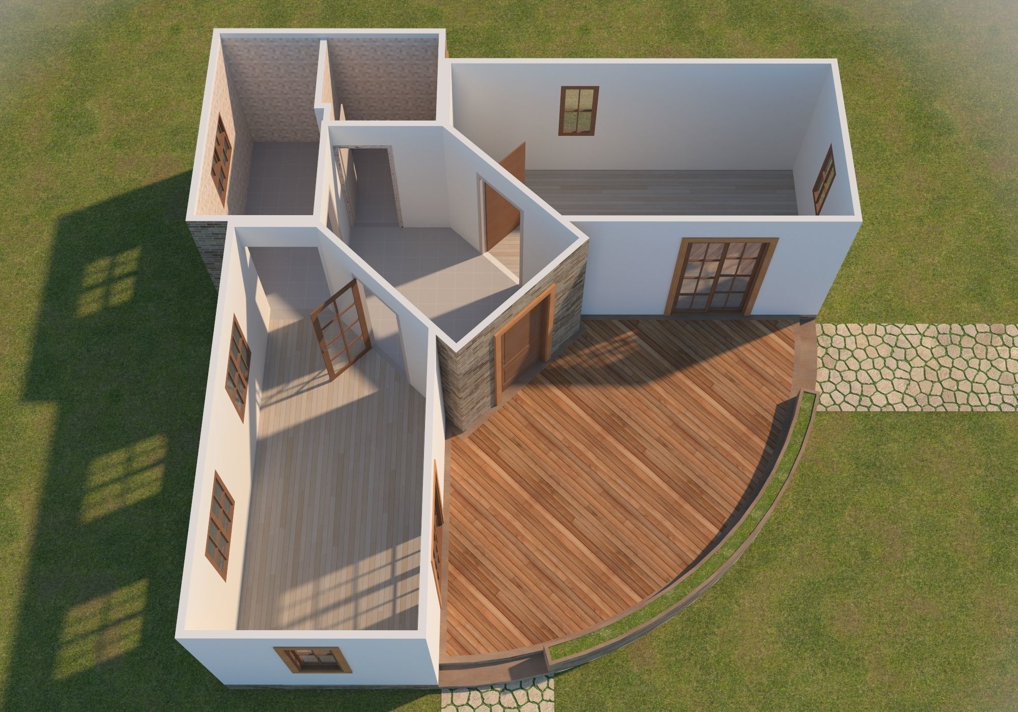 Prefabric House With Pergola 3D model_1