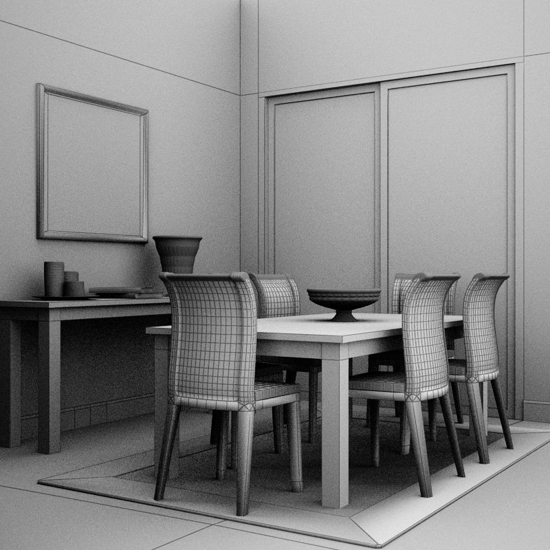 Dinning set dining room furniture 3D model_7