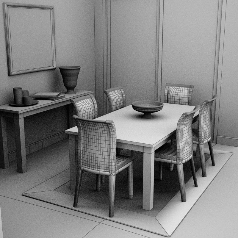 Dinning set dining room furniture 3D model_8