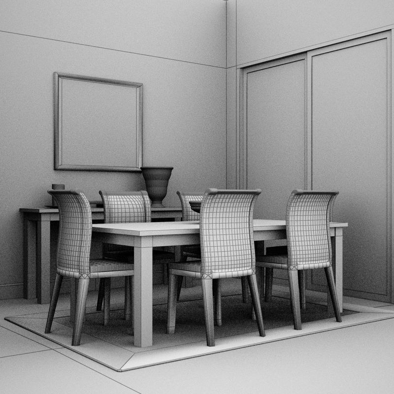 Dinning set dining room furniture 3D model_12