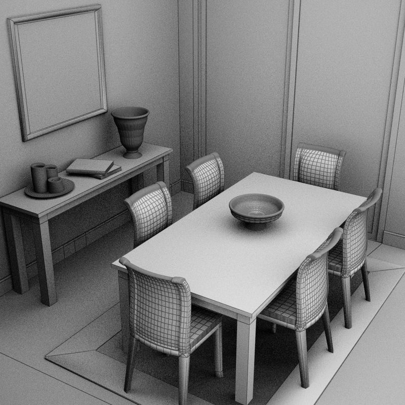 Dinning set dining room furniture 3D model_9