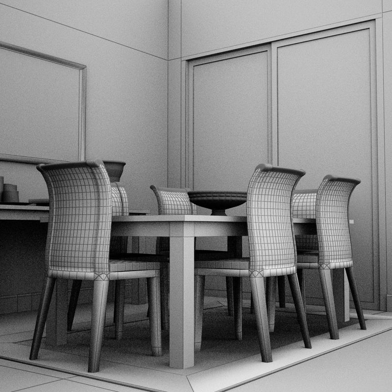 Dinning set dining room furniture 3D model_14