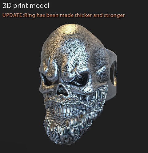 Skull ring jewelry with beard vol3  3D print model