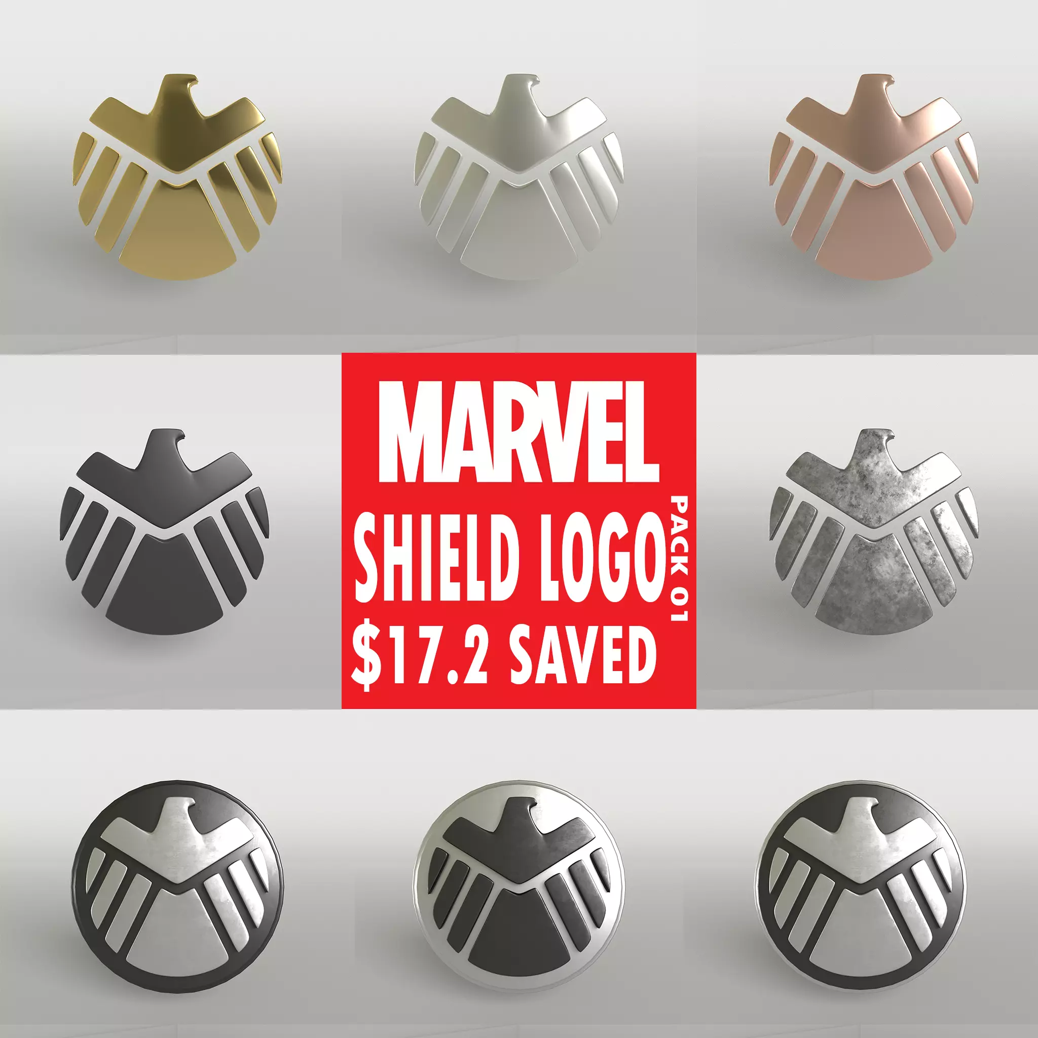 SHIELD Logo Pack 01 Free low-poly 3D model_0