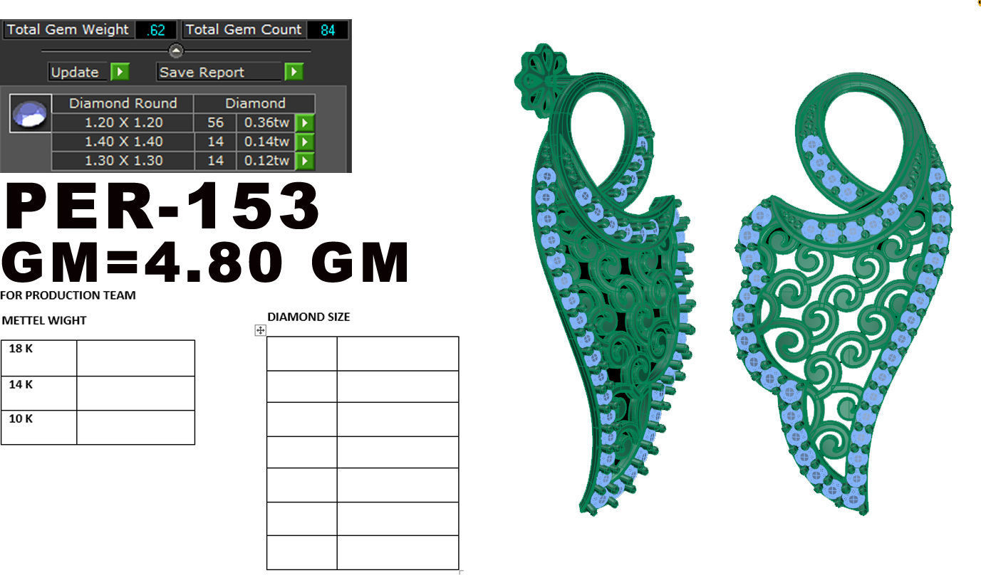 Women earrings 3dm render detail 3D print model 3D print model_5