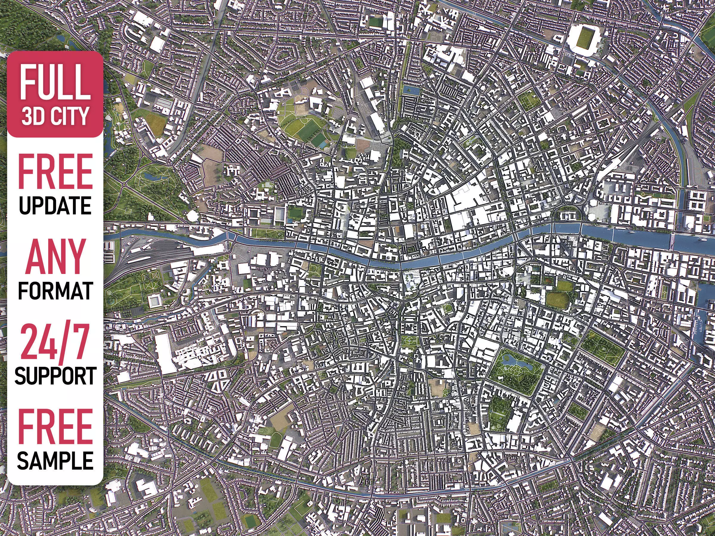 Dublin - 3D City Model Low-poly 3D model_0