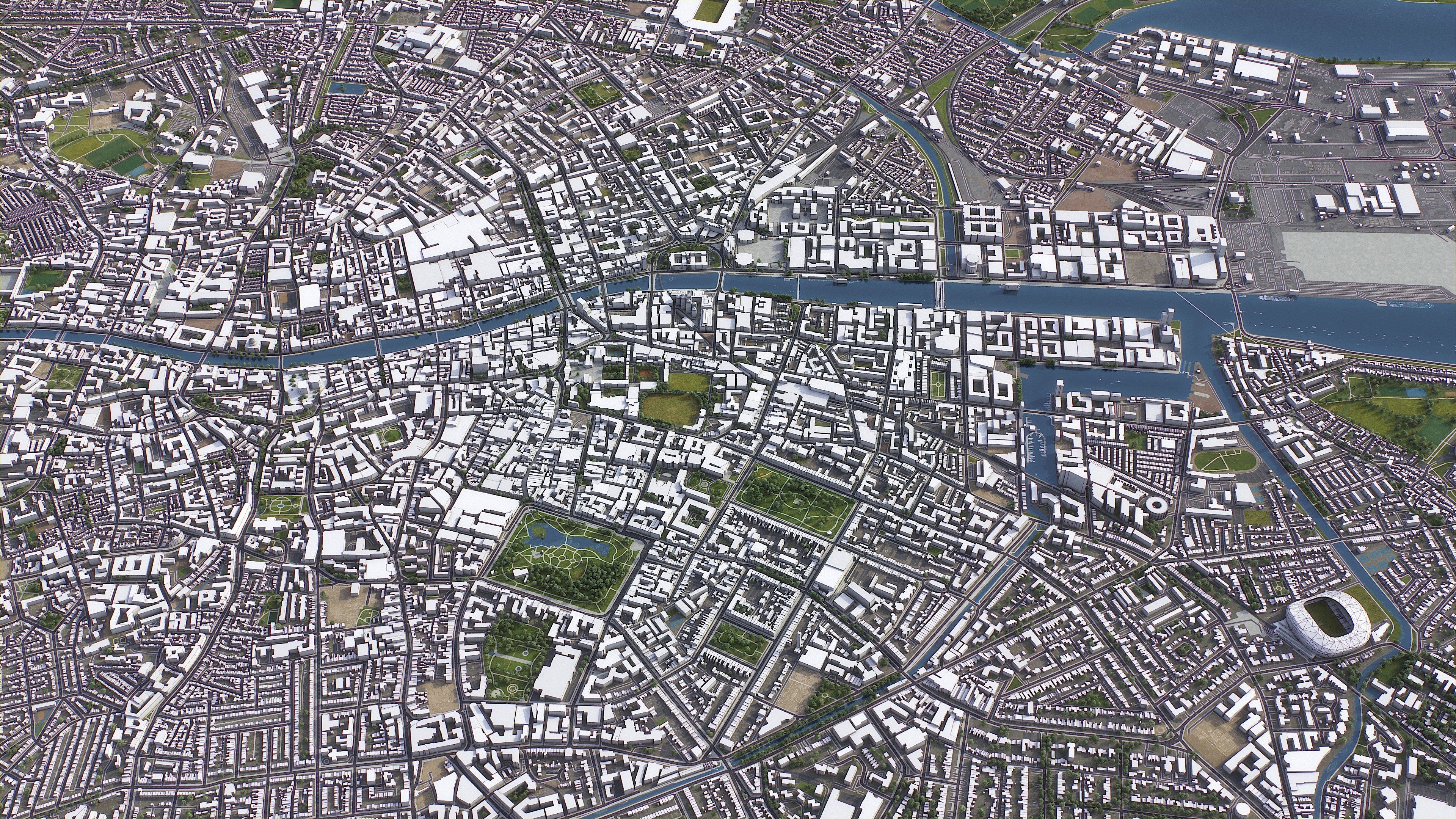 Dublin - 3D City Model Low-poly 3D model_1
