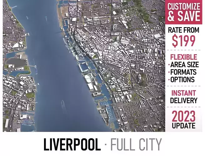 Liverpool - 3D City Model Low-poly 3D model