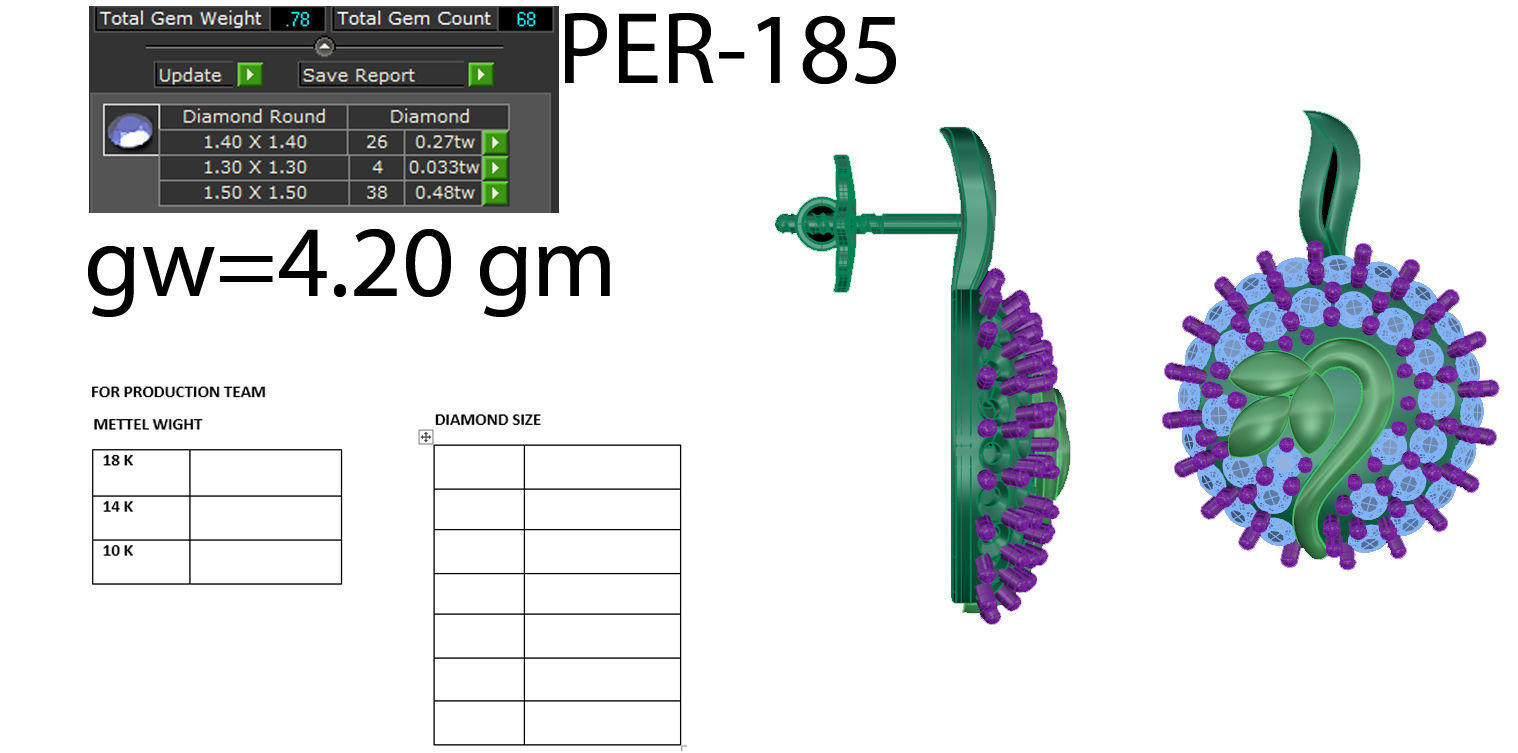 Women leaf earrings 3dm render detail 3D print model 3D print model_5