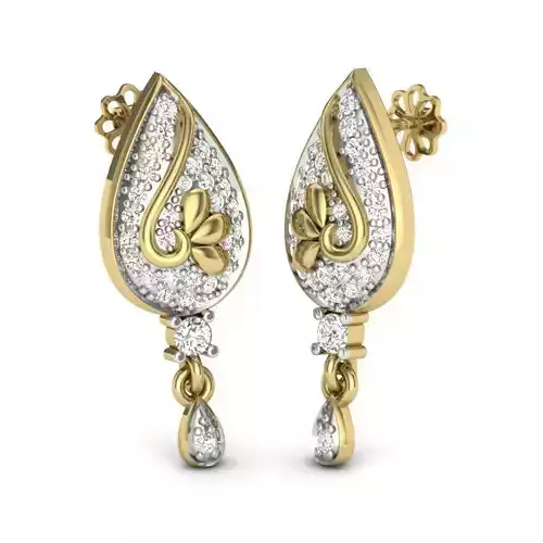 Women leaf  earrings 3dm render detail 3D print model