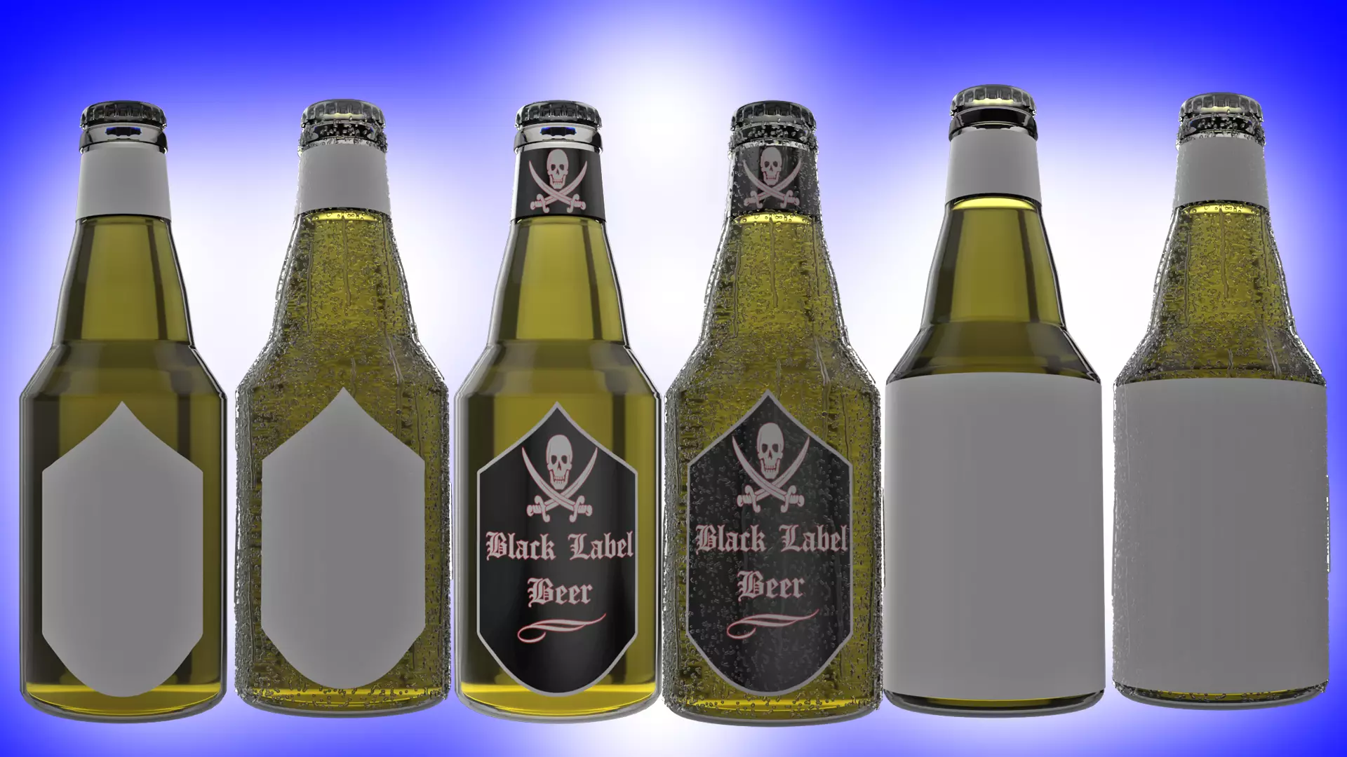 Beer Bottle with Beer and Condensation v02 3D model