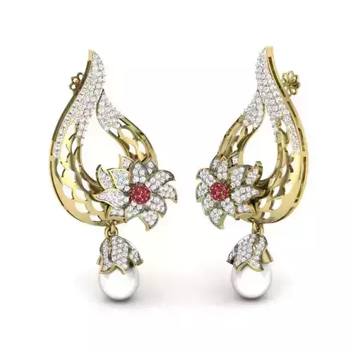 Women pearl earrings 3dm render detail 3D print model