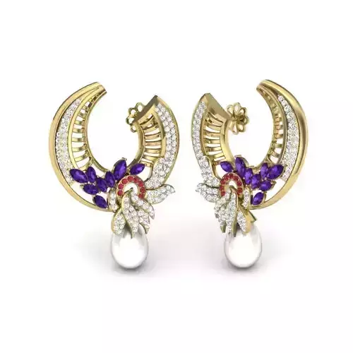 Women pearl earrings 3dm render detail 3D print model