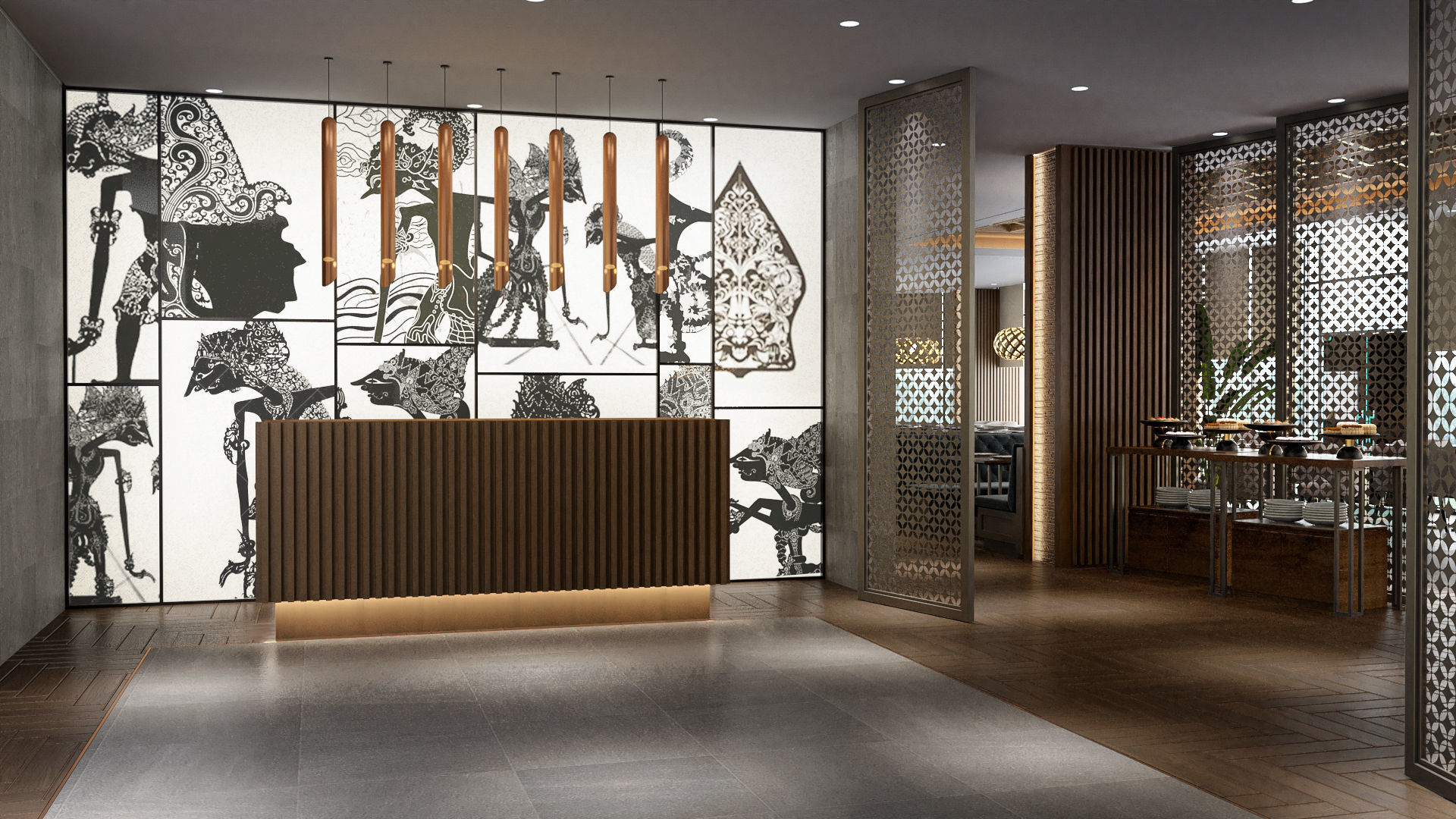 Restaurant interior design of 3D model_7