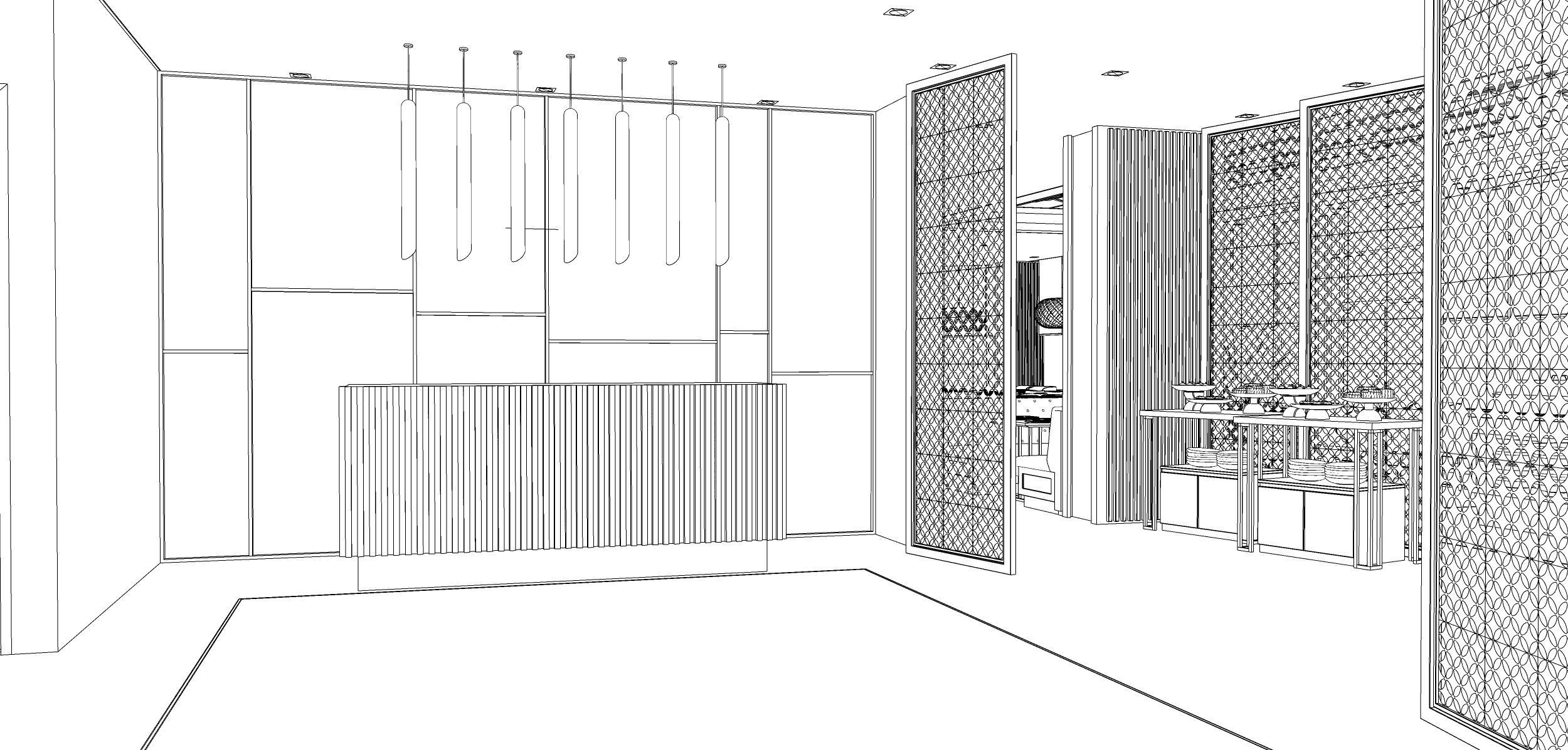 Restaurant interior design of 3D model_8