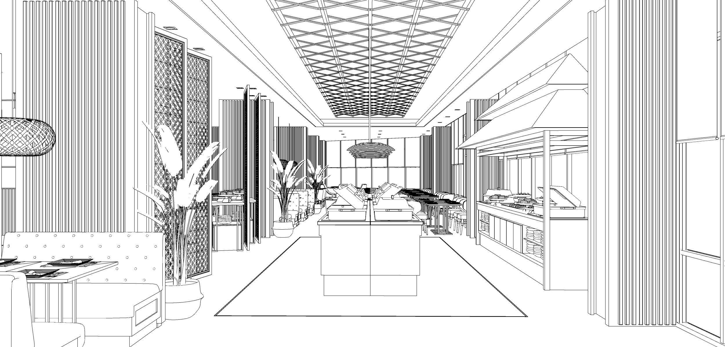 Restaurant interior design of 3D model_4